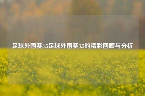 足球外围赛3.5足球外围赛3.5的精彩回顾与分析