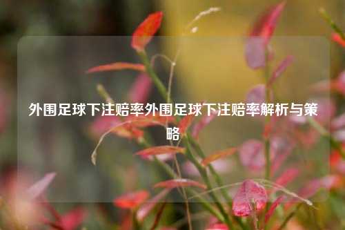 外围足球下注赔率外围足球下注赔率解析与策略