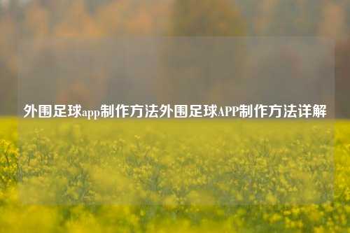 外围足球app制作方法外围足球APP制作方法详解